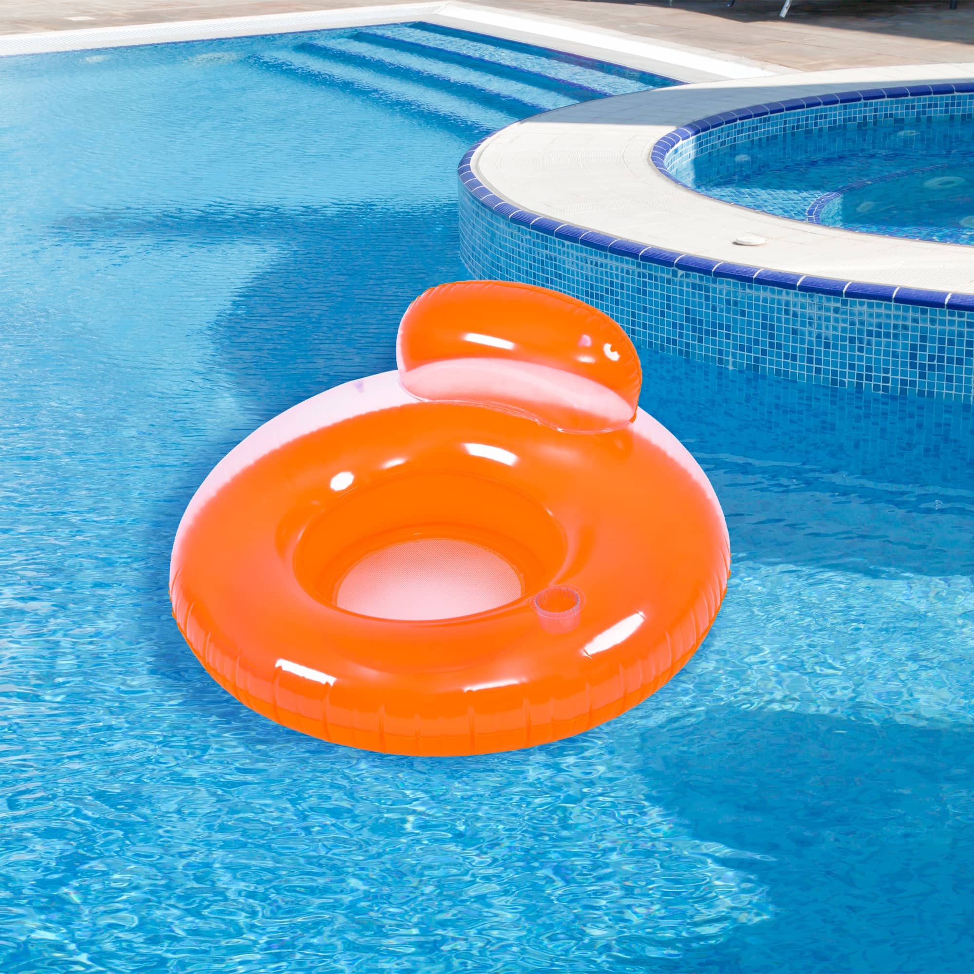 Pool Central 4ft. Orange Inflatable Inner Tube Pool Float with Backrest